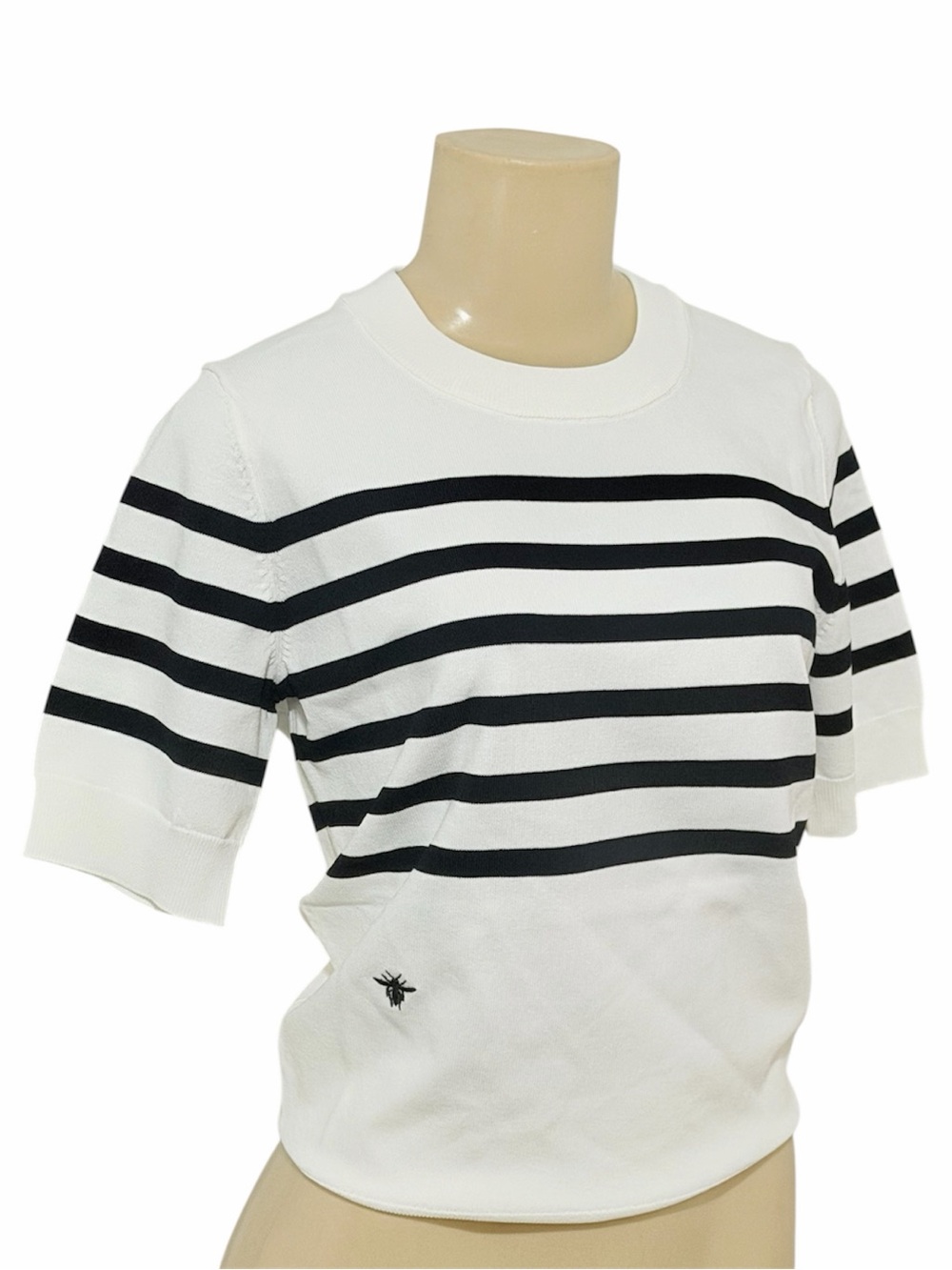 NWOT DIOR D uniforms black white striped sweater top shirt nautical bee logo